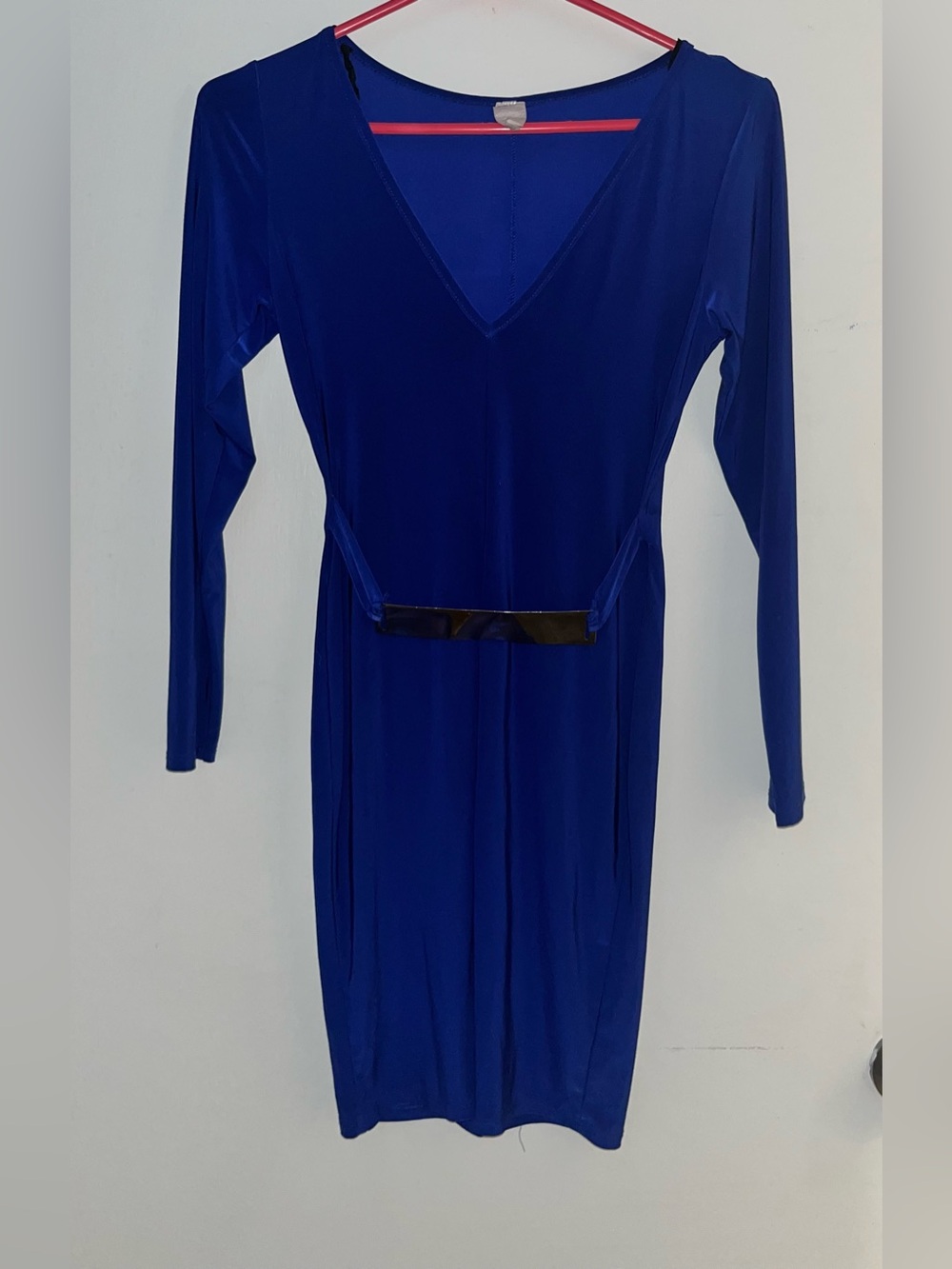 Royal Blue Long-Sleeve V-Neck Dress